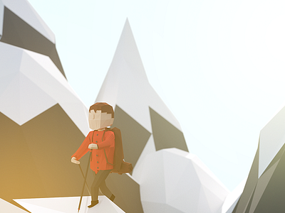 Wanderer blender character hiking low poly mountain wanderer