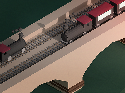 Trains 3d blender isometric lowpoly trains