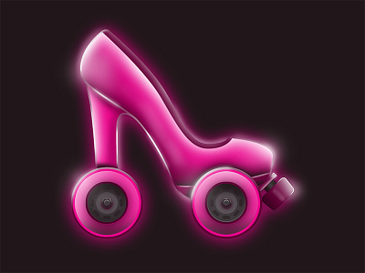 Heels On Wheels Illustration 80s derby heels illustration pink roller rollerskate skate