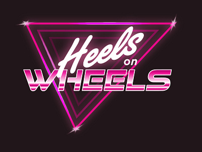 Heels On Wheels Logo 80s derby logo neon roller derby roller derby skates skating