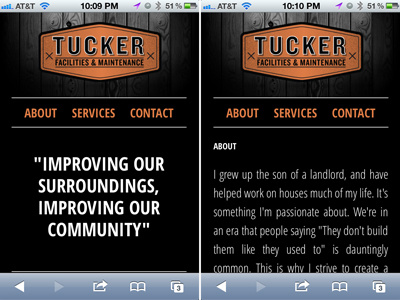 Tucker Facilities Responsive Mobile Site