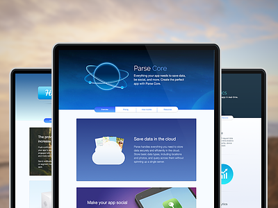 Parse Product Pages cloud developers facebook icon landing nucleus pages parse planet product