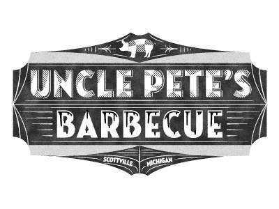 Uncle Pete's barbecue design halftone pig roast screenprint texture