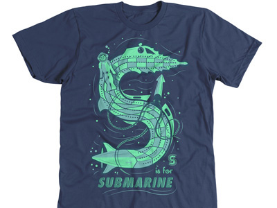 S is for submarine 20000 leagues letter octopus s sea submarine t shirt