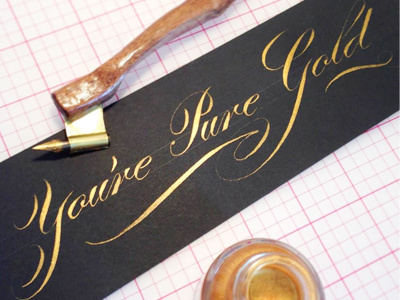 Gold ink calligraphy gold ink lettering