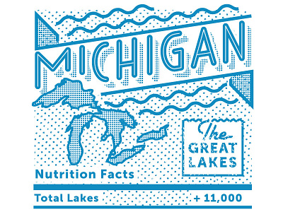 Michigan Lakes Label great lakes michigan typography