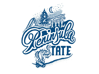 Peninsula State drawing ink lettering