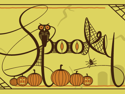 Spooky halloween lettering owl spider spooky typography