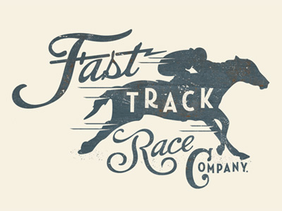 Fast Track bolt company fast horse illustration lettering neil race script