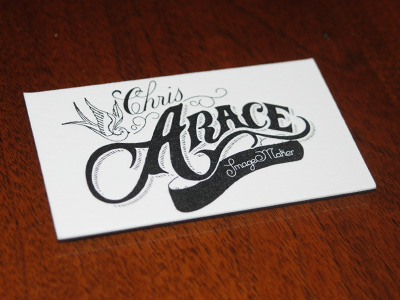 Chris Arace Letterpress business card chris arace lettering letterpress