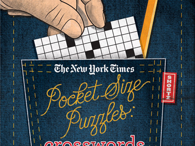 NYT pocket size puzzles crossword illustration jeans lettering pocket puzzle