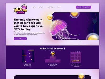 Jellyfish Crypto Website / UI Design blockchain branding crypto design game jellyfish purple ui violet website