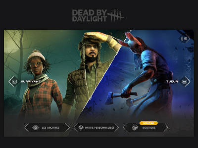 Redesign UI/UX home page of Dead By Daylight behavior by daylight dead design game hire menu playstation ui ux