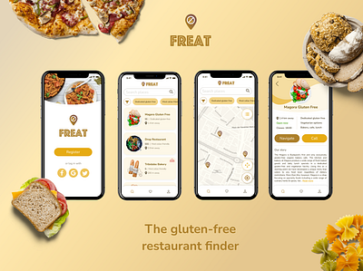 Freat - Gluten-free restaurant finder app design bakery design gluten gluten free pasta restaurant ui ux