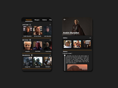 Stars Wars Biograph App app design ui uidesign uidesigns uiux ux