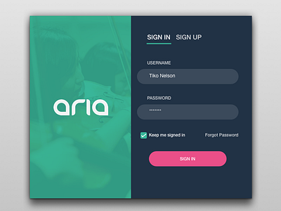 Aria - Sign In app aria daily100 flat form login practice ui ux widget