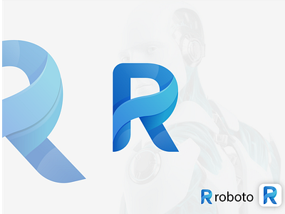 Roboto, R 3d abstract letter logo