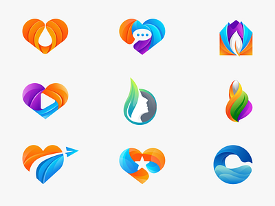 Modern Gradient 3d Logo Design Collection