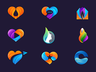 Modern Gradient 3d abstract Logo Design Collection