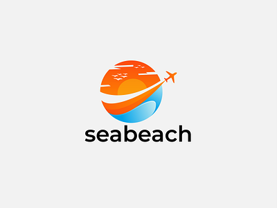 Seabeach Traveling Logo Design beach booking camp camping colorful earth holiday journey leisure logistics logo nature ocean planet relax resort sea sphere sun sunny