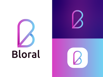Bloral, B Modern letter logo design