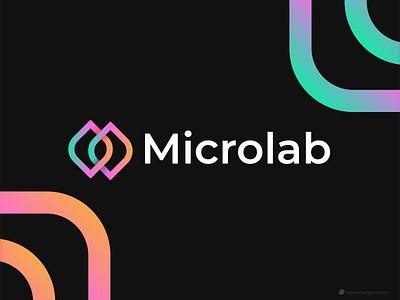 Microlab, M modern letter logo concept