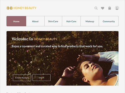 Honey Beauty Website - Home Page design prototype sketch ui user experience design user interface design ux wireframe