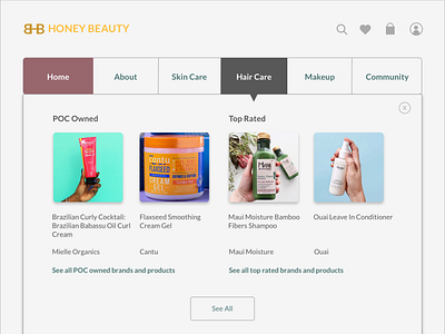 Honey Beauty - Hair Care Product Information design prototype sketch ui user experience design user interface design ux wireframe