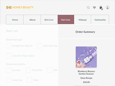 Honey Beauty - Product Checkout design prototype sketch ui user experience design user interface design ux wireframe