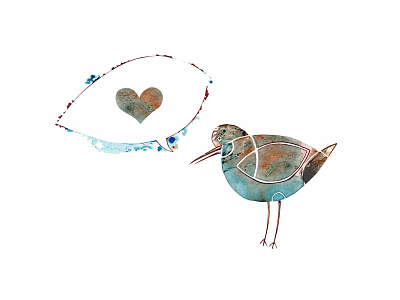 a little bird talking about love bird bird illustration graphic heart illustration speaking watercolor