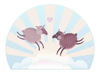 sheeps in love artwork graphic illustration vectorillustration