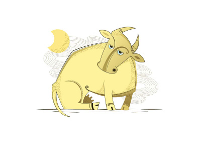 cow and moon artwork illustration vector vector illustration