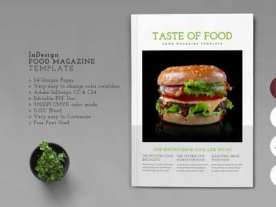 Food Magazine Portfolio Template a4 brand identity branding branding agency branding and identity brochure layout clean brochure clean magazine colorful corporate indesign template