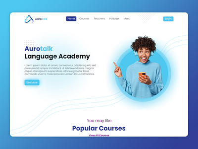 Language Academy (Home Page) academy aurotalk course english german graphic design landing language ui uidesign ux uxdesign website websitedesign