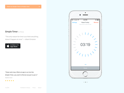Simple Timer – Landing page app application ios iphone landing page timer web website