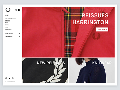 Fred Perry Redesign button catalogue design ecommerce fashion menu minimal retail store ui web website