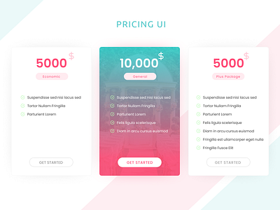 Pricing / Packages Card UI design figma ui web website