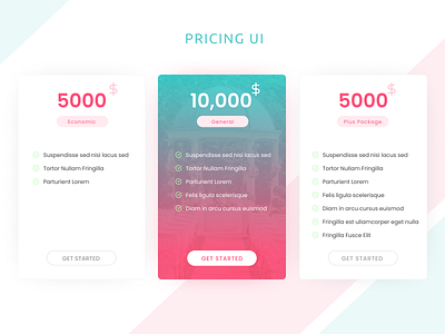 Pricing / Packages Card UI
