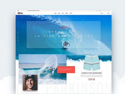 Billabong Landing Page billabong landing page sketch surf web web design website