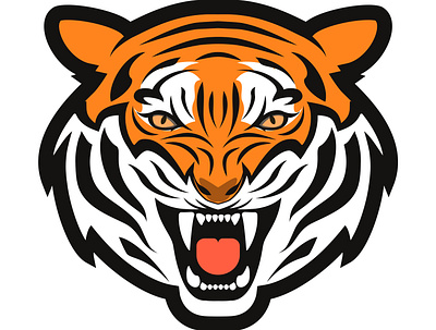 Tiger Head 2d 3d art clipart design drawing flat graphic design illustration logo sticker tattoo tiger vector