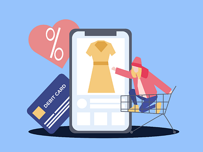 Shopping Online flatcharacter flatdesign illustration online shopping