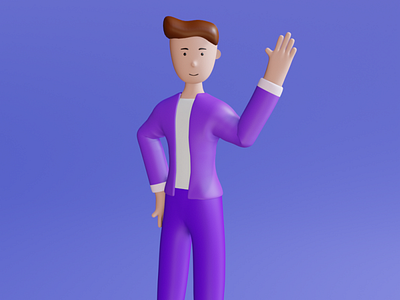 3D Stylish Character - Say Hello 3d 3d character 3d illustration belajardata belajardataid belajardesign flatcharacter flatdesign illustration leftbrainillustrator