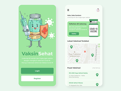 UI Vaccine Mobile App: VaksinSehat covid 19 vaccine websitedesign