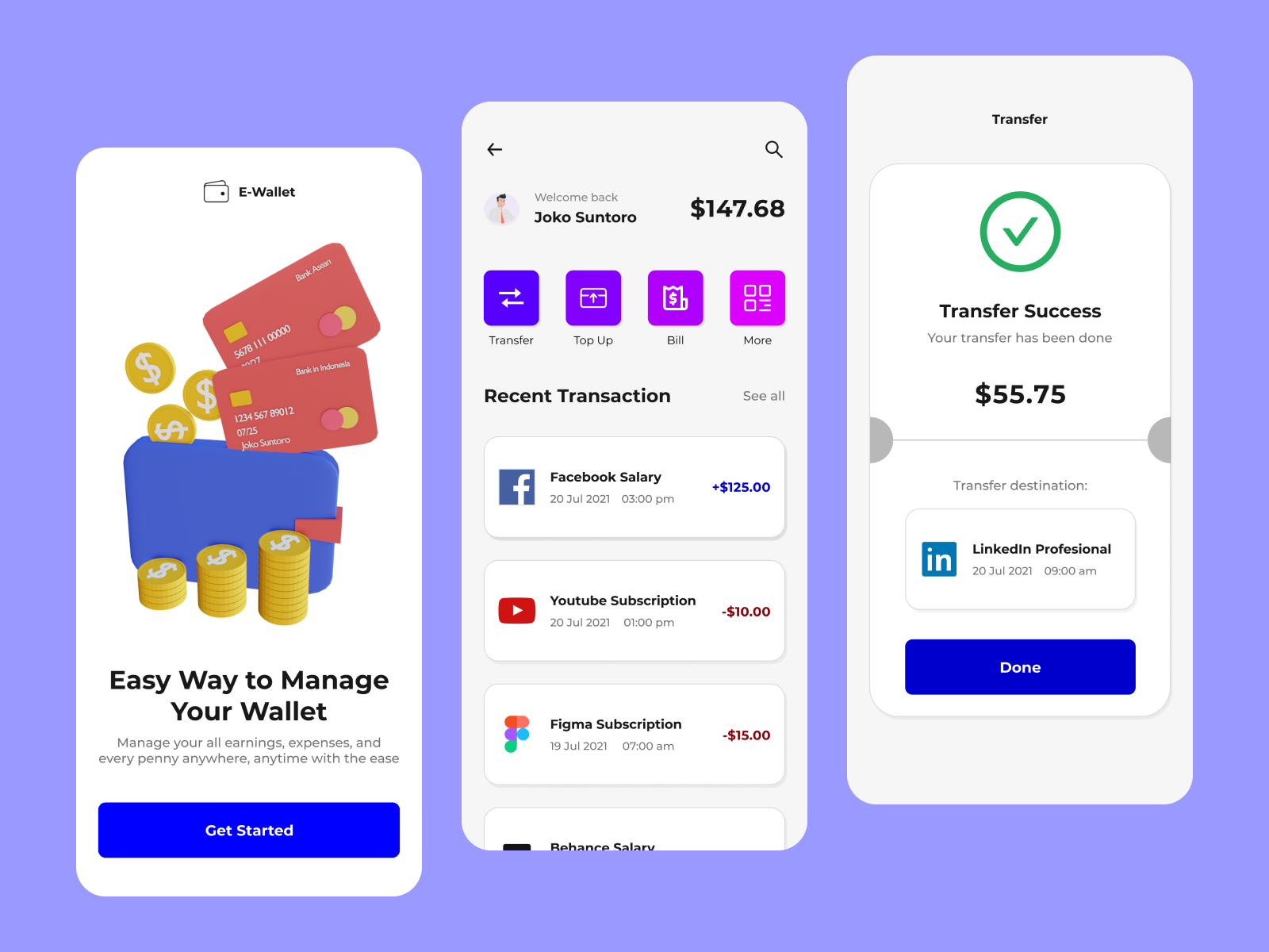 E-Wallet App by Joko Suntoro on Dribbble