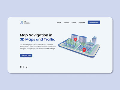 3D Map Navigation Landing Page 3d design landing page map map navigation ui ui design uiux uiux design ux ux design ux research web web design