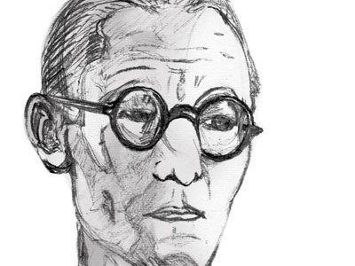 Le Corbusier illustration pencil rough sketch