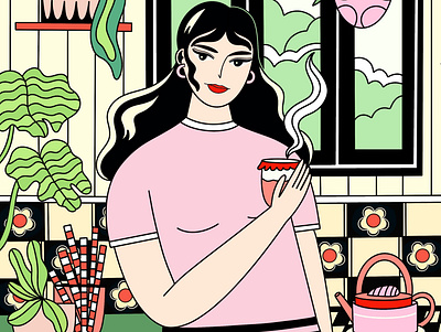 Morning Tea editorial girl illustration graphic design illustration