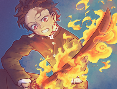 Tanjiro Redraw (from manga) anime art boy demon slayer digital art digital illustration fanart illustration japanese manga redraw