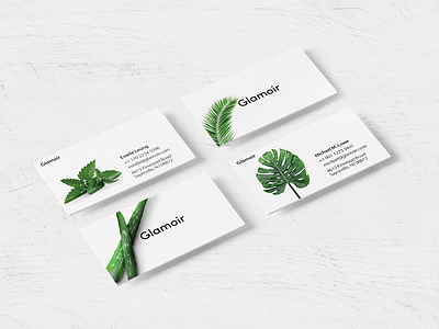 Glamoir beauty brand branding business cards cards cosmetic design designing fasion leaves natural