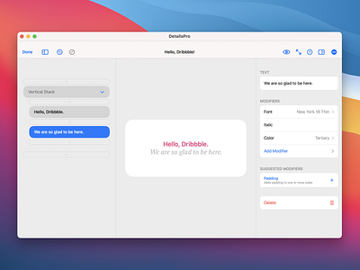 Hello, Dribbble! design tool swiftui